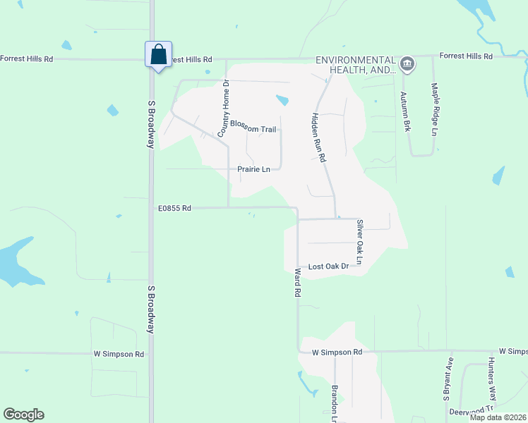 map of restaurants, bars, coffee shops, grocery stores, and more near 675 E0855 Road in Guthrie