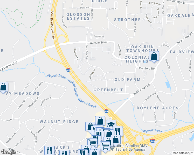 map of restaurants, bars, coffee shops, grocery stores, and more near 6011 Winterpointe Lane in Raleigh