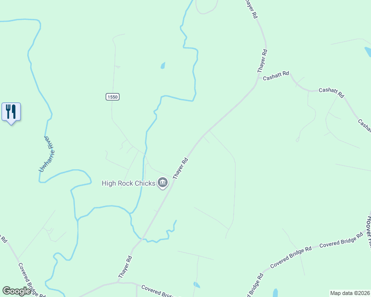 map of restaurants, bars, coffee shops, grocery stores, and more near 1484 Thayer Road in Trinity