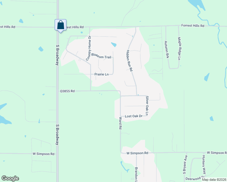 map of restaurants, bars, coffee shops, grocery stores, and more near 751 E0855 Road in Guthrie