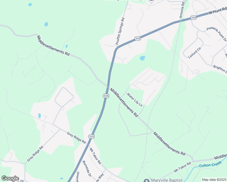 map of restaurants, bars, coffee shops, grocery stores, and more near Middlesettlements Road in Maryville