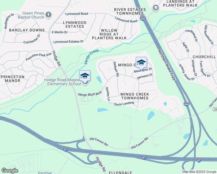 map of restaurants, bars, coffee shops, grocery stores, and more near 911 Danley Lane in Knightdale