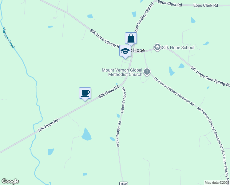 map of restaurants, bars, coffee shops, grocery stores, and more near 3926 Silk Hope Road in Siler City