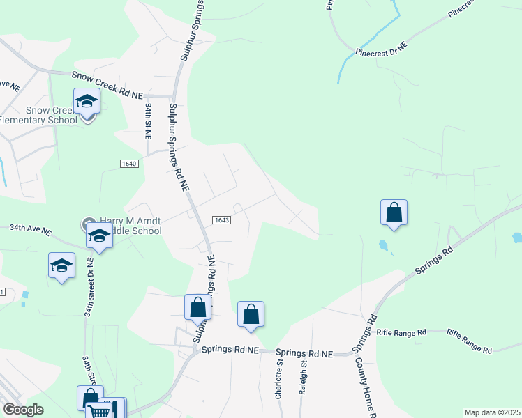 map of restaurants, bars, coffee shops, grocery stores, and more near 3730 34th Avenue Place Northeast in Hickory