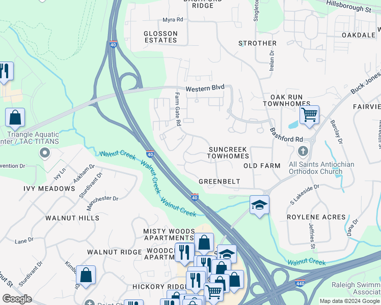 map of restaurants, bars, coffee shops, grocery stores, and more near 6020 Winterpointe Lane in Raleigh