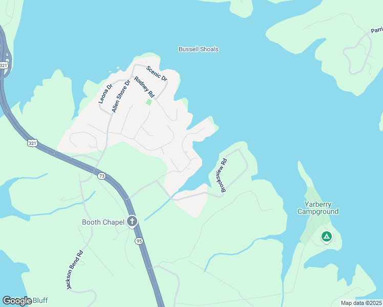 map of restaurants, bars, coffee shops, grocery stores, and more near 3000 Sandy Shore Drive in Lenoir City