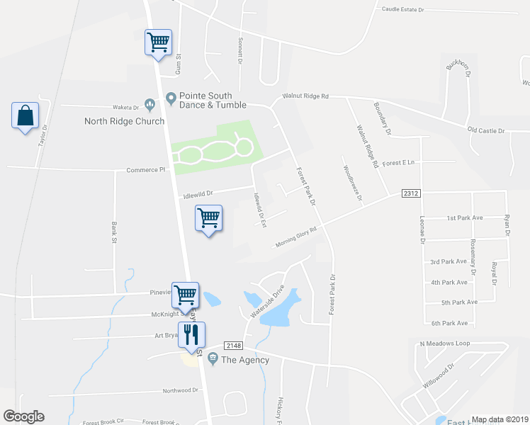 map of restaurants, bars, coffee shops, grocery stores, and more near 253 Rockaway Drive in Randleman