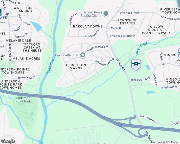 map of restaurants, bars, coffee shops, grocery stores, and more near 3010 Stamford Green Drive in Knightdale