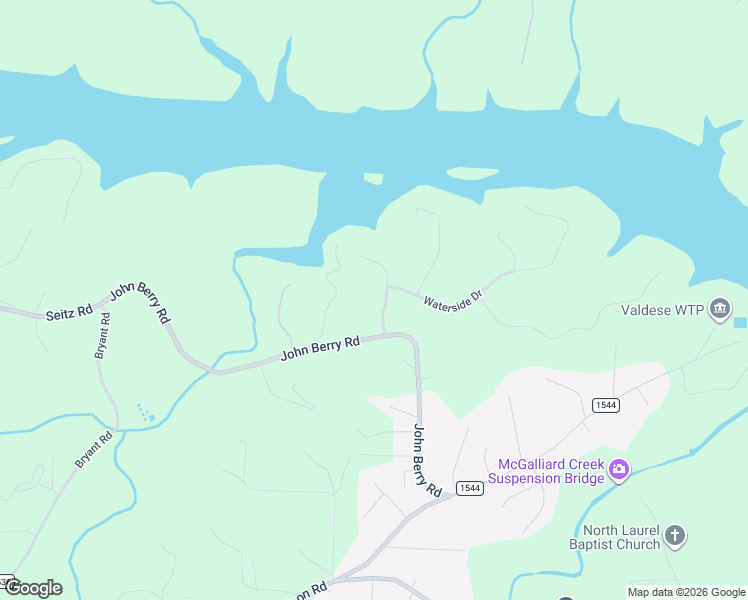 map of restaurants, bars, coffee shops, grocery stores, and more near 1088 Lakeside Way Northwest in Valdese