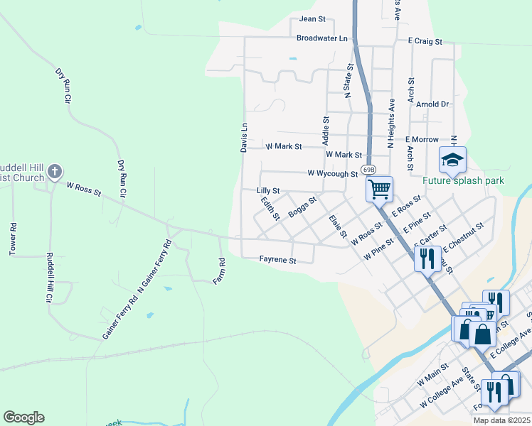 map of restaurants, bars, coffee shops, grocery stores, and more near 1265 Edith Street in Batesville