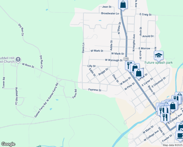 map of restaurants, bars, coffee shops, grocery stores, and more near 1265 Edith Street in Batesville