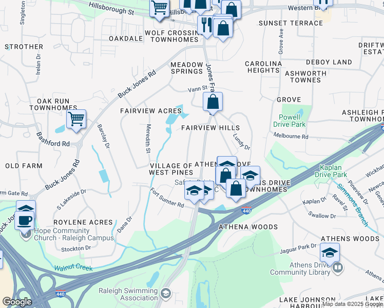 map of restaurants, bars, coffee shops, grocery stores, and more near 849 Barringer Drive in Raleigh