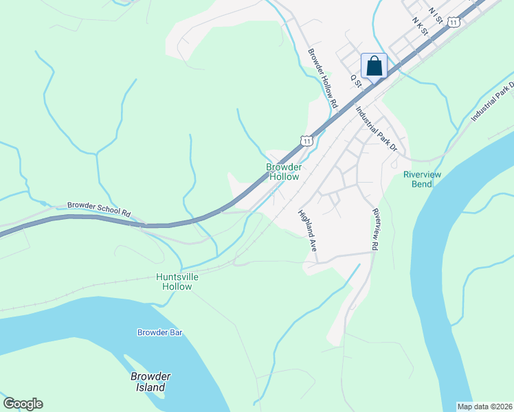 map of restaurants, bars, coffee shops, grocery stores, and more near 119 Huntsville Hollow Road in Lenoir City