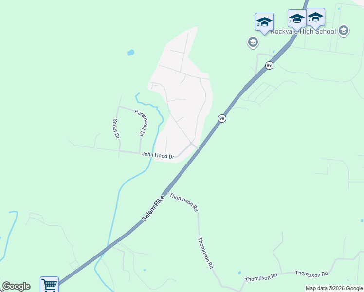 map of restaurants, bars, coffee shops, grocery stores, and more near 1006 John Hood Drive in Rockvale