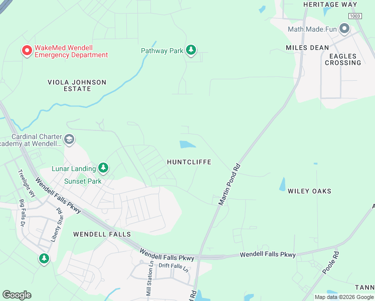 map of restaurants, bars, coffee shops, grocery stores, and more near 6617 Hidden Pond Road in Wendell