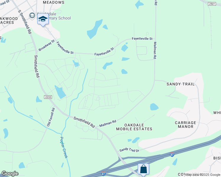 map of restaurants, bars, coffee shops, grocery stores, and more near 640 Craftsman Ridge Trail in Knightdale