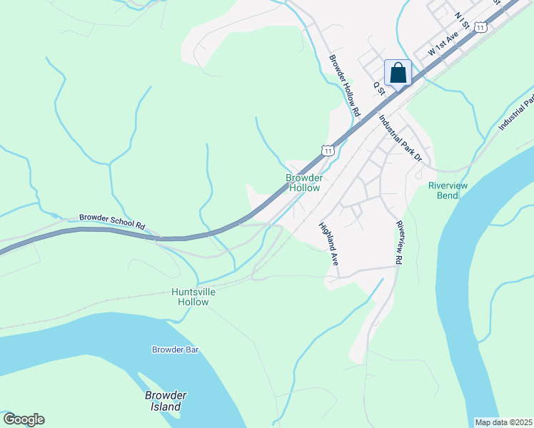 map of restaurants, bars, coffee shops, grocery stores, and more near 119 Huntsville Hollow Road in Lenoir City