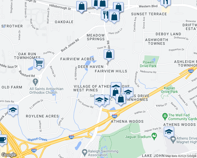 map of restaurants, bars, coffee shops, grocery stores, and more near 841 Barringer Drive in Raleigh