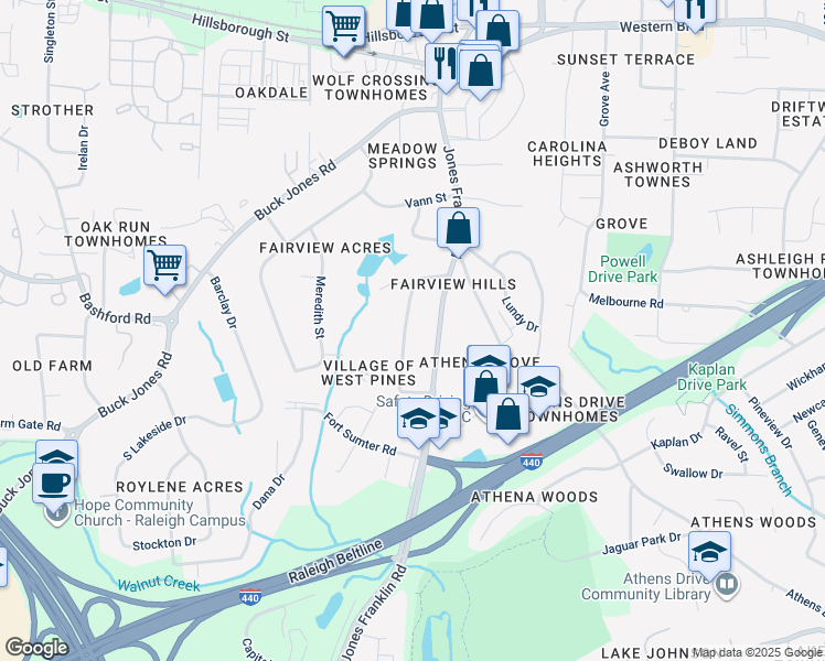 map of restaurants, bars, coffee shops, grocery stores, and more near 841 Barringer Drive in Raleigh