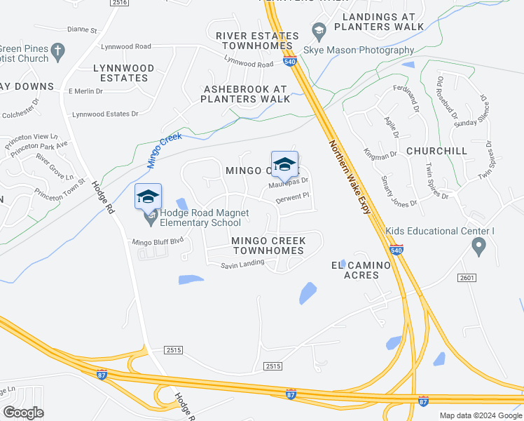 map of restaurants, bars, coffee shops, grocery stores, and more near 704 Pochard Place in Knightdale