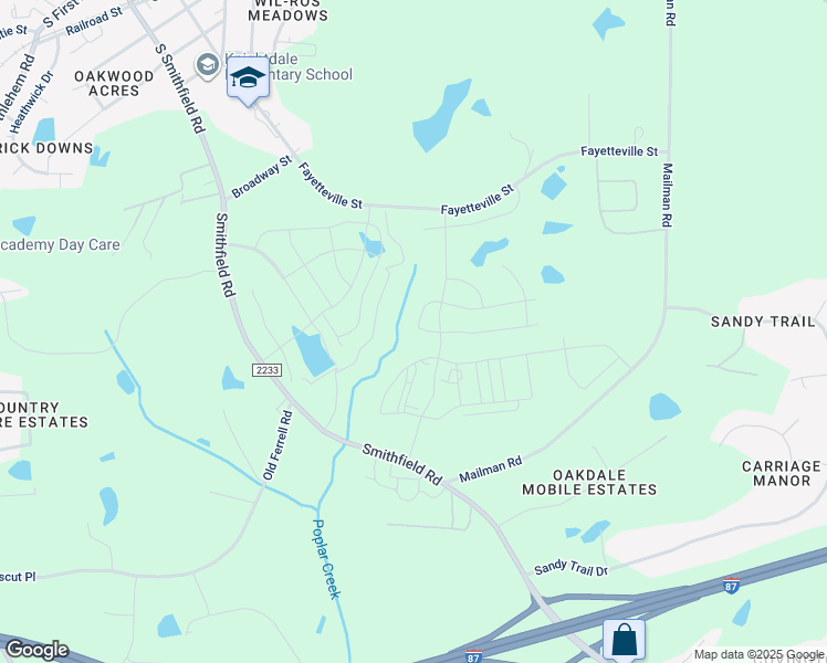 map of restaurants, bars, coffee shops, grocery stores, and more near 500 Craftsman Ridge Trail in Knightdale