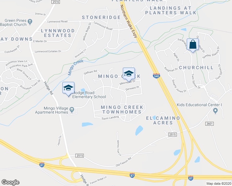 map of restaurants, bars, coffee shops, grocery stores, and more near 702 Pochard Place in Knightdale
