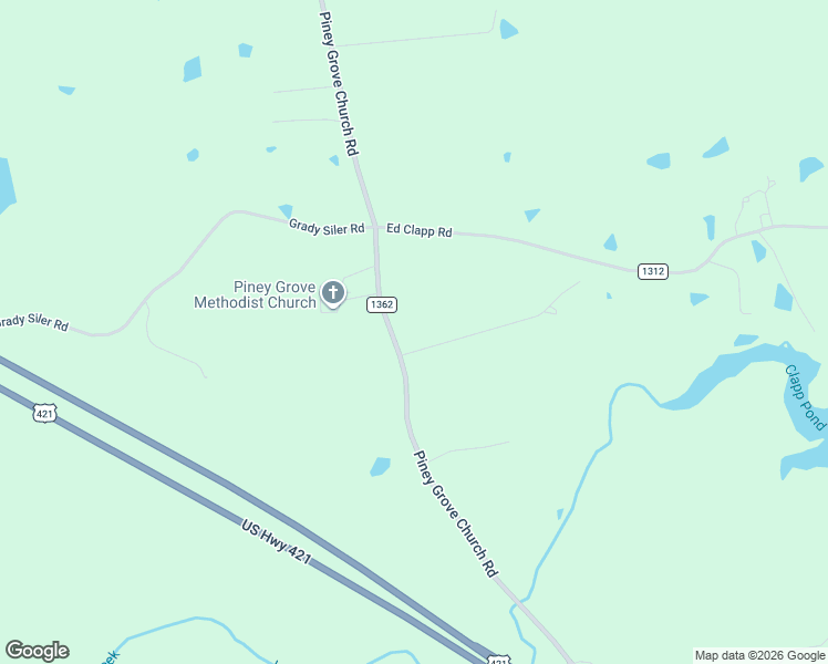 map of restaurants, bars, coffee shops, grocery stores, and more near 2229 Piney Grove in Siler City
