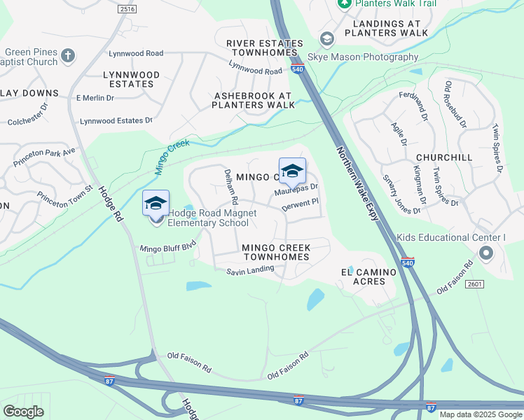map of restaurants, bars, coffee shops, grocery stores, and more near 703 Pochard Place in Knightdale