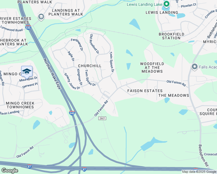 map of restaurants, bars, coffee shops, grocery stores, and more near 4510 Old Faison Road in Knightdale