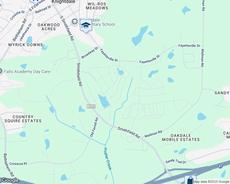 map of restaurants, bars, coffee shops, grocery stores, and more near 544 Jones Bluff Way in Knightdale