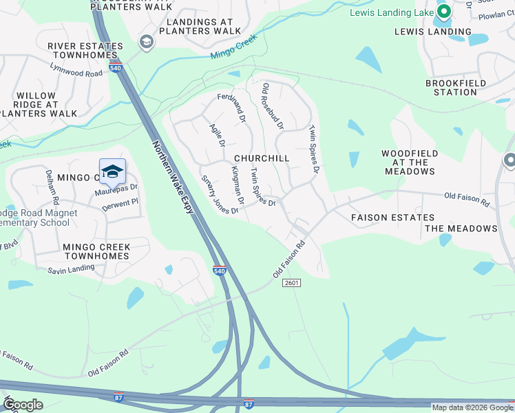map of restaurants, bars, coffee shops, grocery stores, and more near 4603 Twin Spires Drive in Knightdale