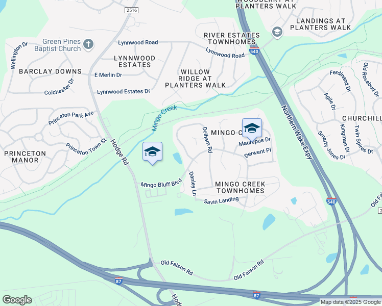map of restaurants, bars, coffee shops, grocery stores, and more near 1225 Delham Road in Knightdale