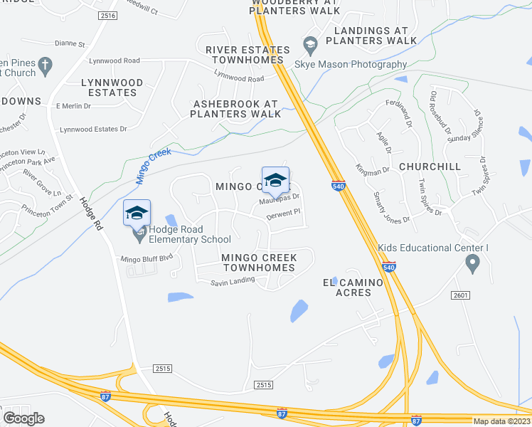 map of restaurants, bars, coffee shops, grocery stores, and more near 803 Derwent Place in Knightdale