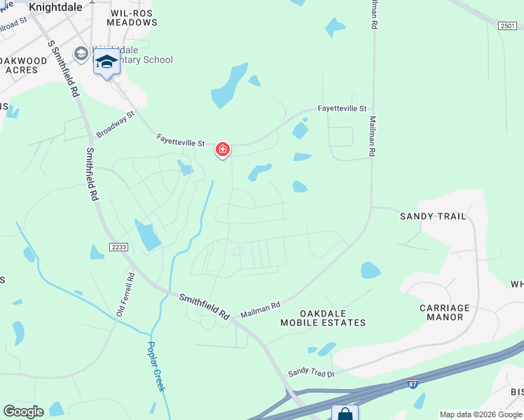 map of restaurants, bars, coffee shops, grocery stores, and more near 632 Marion Hills Way in Knightdale