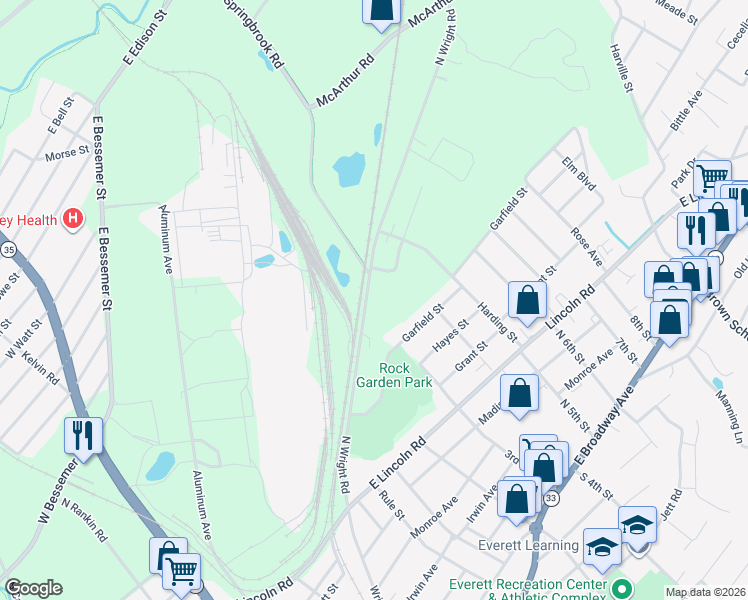 map of restaurants, bars, coffee shops, grocery stores, and more near 219 North Wright Road in Alcoa