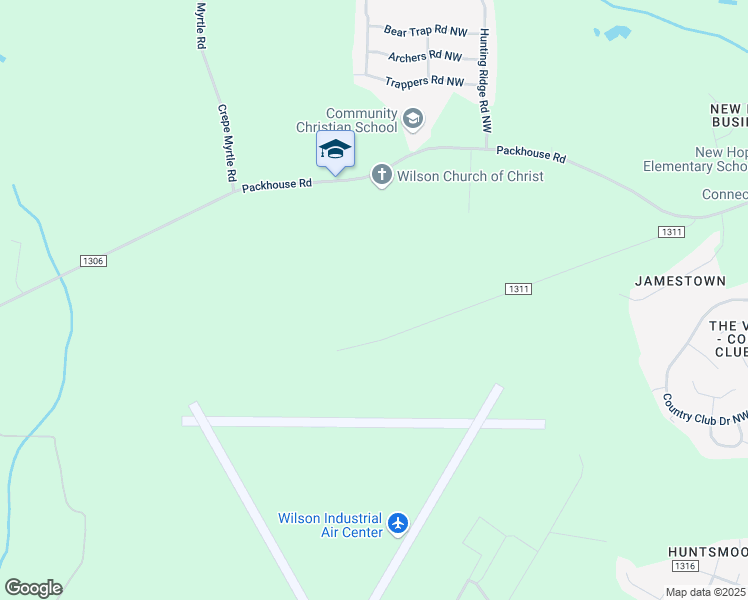 map of restaurants, bars, coffee shops, grocery stores, and more near Aviation Place in Wilson