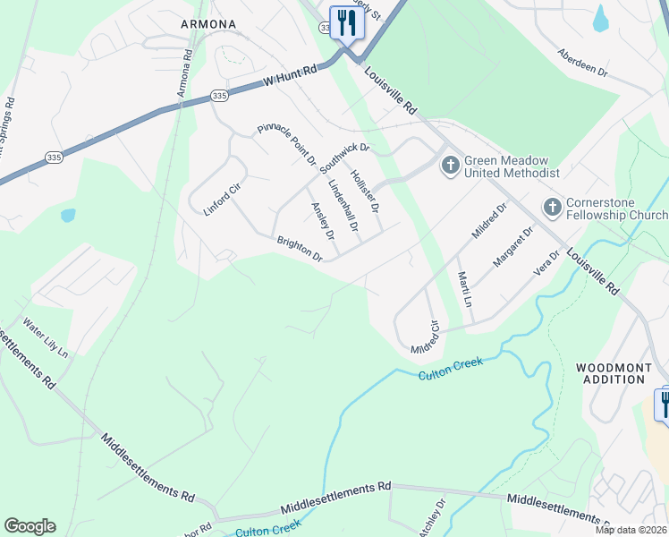 map of restaurants, bars, coffee shops, grocery stores, and more near 1109 Brighton Drive in Alcoa