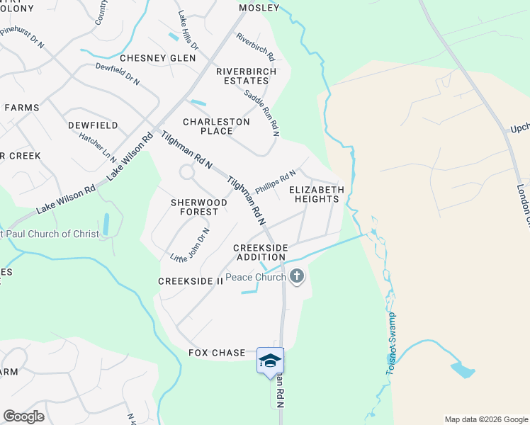 map of restaurants, bars, coffee shops, grocery stores, and more near 3004 Tilghman Road North in Wilson