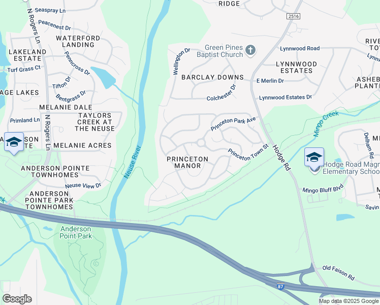 map of restaurants, bars, coffee shops, grocery stores, and more near 3006 Fern Cottage Lane in Knightdale