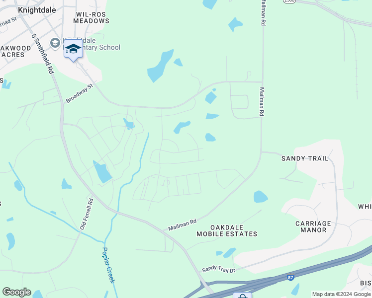 map of restaurants, bars, coffee shops, grocery stores, and more near 637 Marion Hills Way in Knightdale