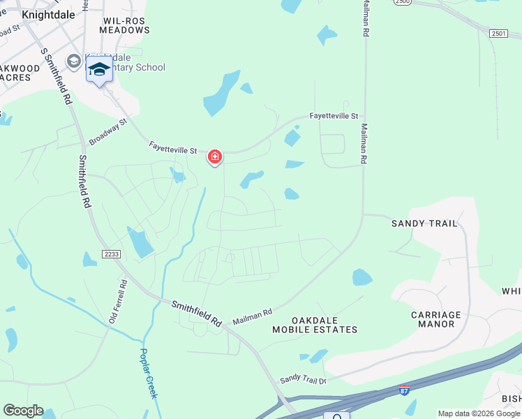 map of restaurants, bars, coffee shops, grocery stores, and more near 641 Marion Hills Way in Knightdale