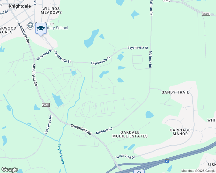 map of restaurants, bars, coffee shops, grocery stores, and more near 641 Marion Hills Way in Knightdale