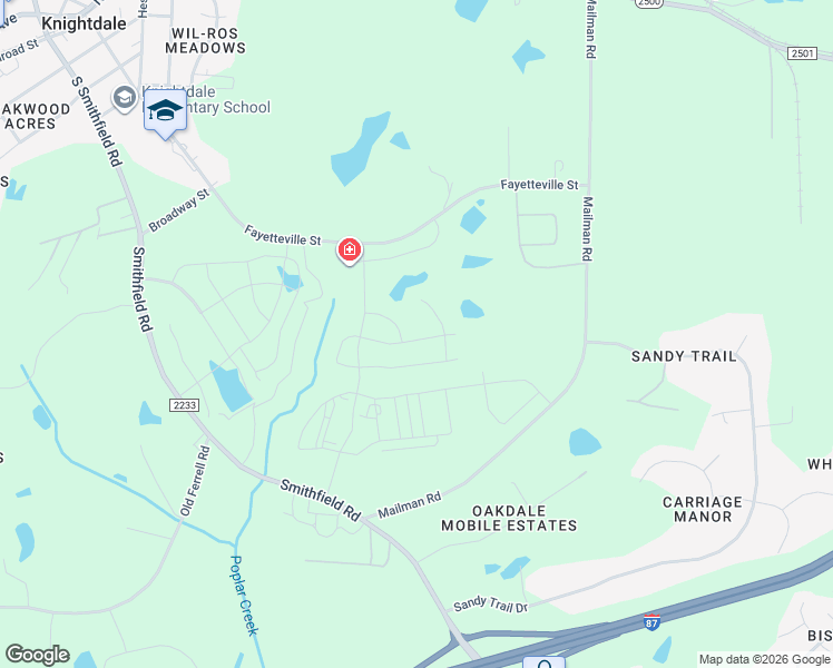 map of restaurants, bars, coffee shops, grocery stores, and more near 637 Marion Hills Way in Knightdale