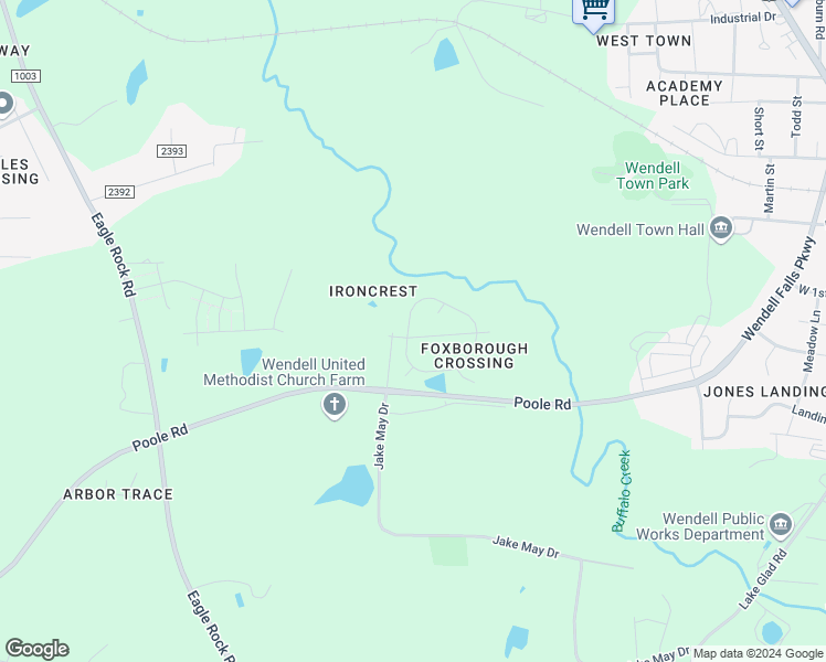 map of restaurants, bars, coffee shops, grocery stores, and more near 532 Horseman Park Place in Wendell