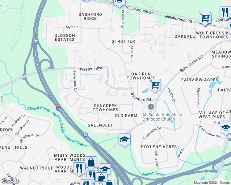 map of restaurants, bars, coffee shops, grocery stores, and more near 5816 Blacksmith Drive in Raleigh