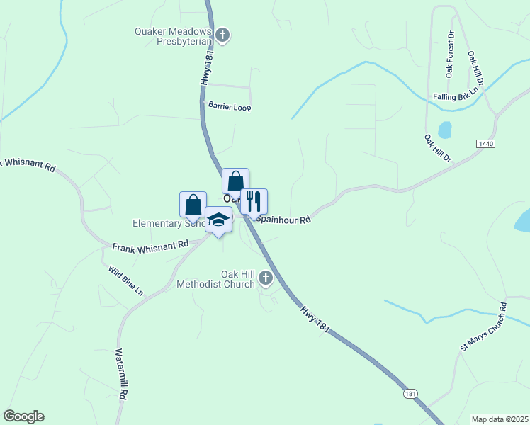 map of restaurants, bars, coffee shops, grocery stores, and more near 2708 Spainhour Road in Morganton