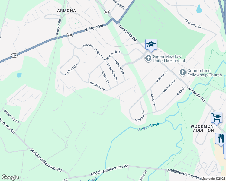 map of restaurants, bars, coffee shops, grocery stores, and more near 1109 Brighton Drive in Alcoa