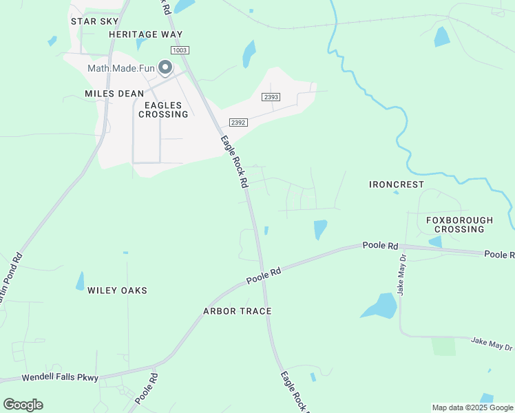 map of restaurants, bars, coffee shops, grocery stores, and more near 1445 Eagle Rock Rd in Wendell
