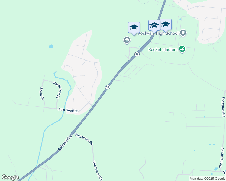 map of restaurants, bars, coffee shops, grocery stores, and more near 6971 State Highway 99 in Rockvale