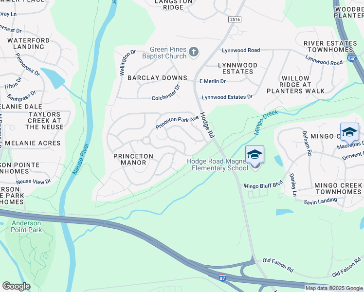 map of restaurants, bars, coffee shops, grocery stores, and more near 1009 River Commons Drive in Knightdale